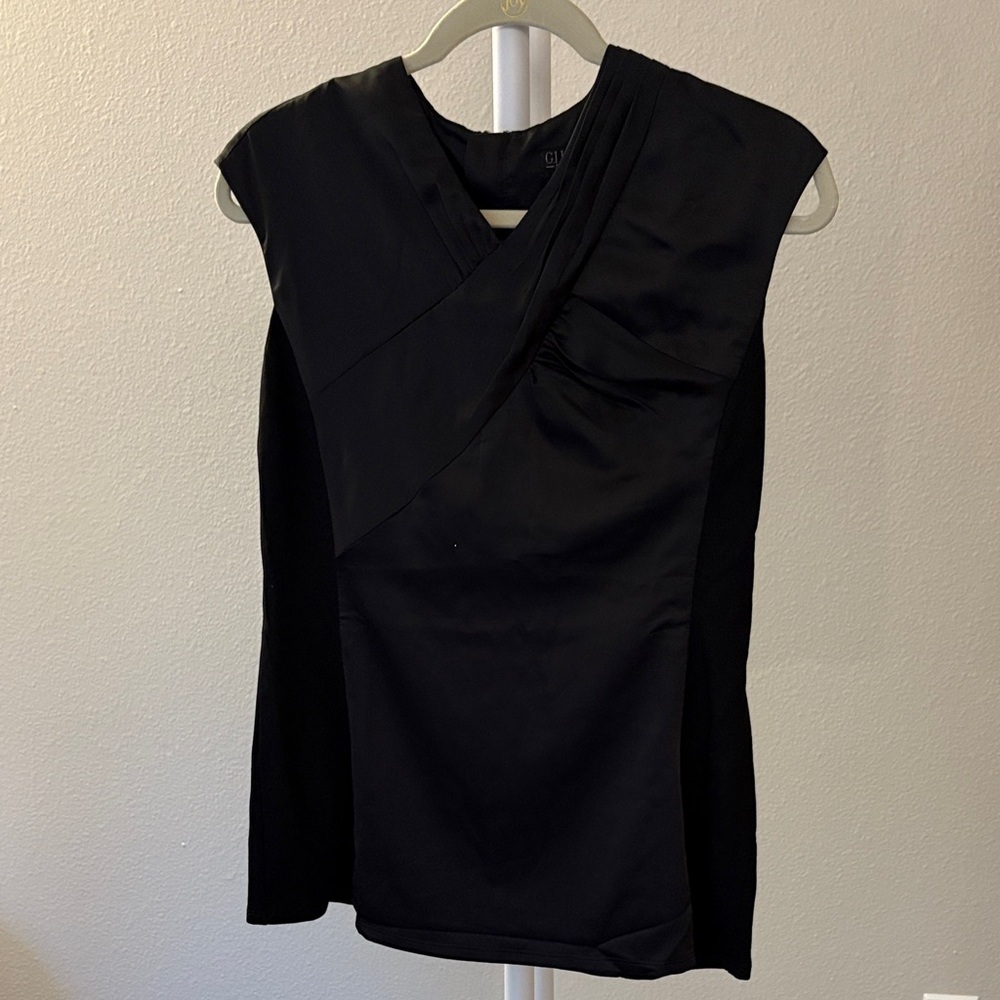 G.I.L.I. Asymmetrical Crossover Sleeveless Top in Black